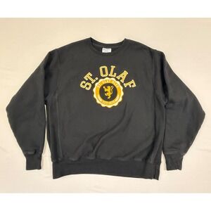 Champion Reverse Weave St Olaf Oles Sweatshirt Mens Large Black Collegiate Crew